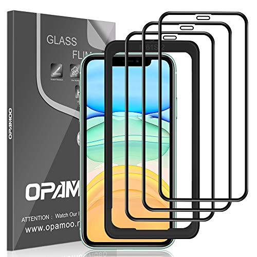 opamoo Protector Pantalla para iPhone 11/iPhone XR, [3 Pack] Cobertura Completa Cristal Templado iPhone XR con Marco de alineación Sin Burbujas 9H Vidrio Templado para iPhone 11/ XR Templado -6,1"