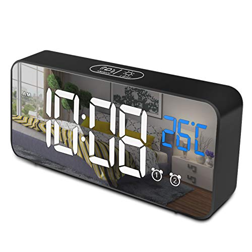 opamoo Reloj Despertador Digital, Reloj Despertador Digital LED 2 Alarma Control de voz 4 Brillo Ajustable 13 Música Despertadores Digitales con Temperatura 12/24 Horas Puerto de Carga USB opamoo Reloj Despertador Digital, Reloj Despertador Digital LED 2 Alarma Control de voz 4 Brillo Ajustable 13 Música Despertadores Digitales con Temperatura 12/24 Horas Puerto de Carga USB