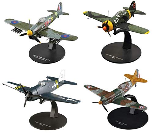 OPO 10 - Lote de 4 Aviones de Combate 1/72 Dewoitine + Brewster Buffalo + Grumman Hellcat + Hawker Typhoon (AC: 13 + 27 + 35 + 37)
