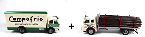 OPO 10 - Pack de 2 Camiones Pegaso 1/43: camión refrigerado + transportador de Transporte de Madera (LW01 + 02)