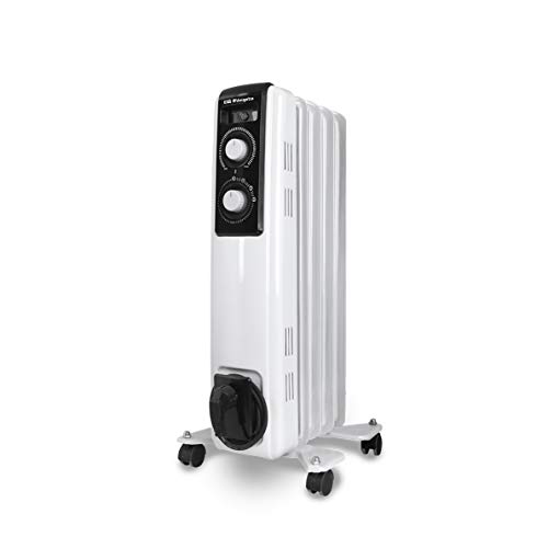 Orbegozo RF 1000 Radiador de aceite, 1000W de potencia, construcción modular de 5 elementos y diseño en color blanco, Negro Orbegozo RF 1000 Radiador de aceite, 1000W de potencia, construcción modular de 5 elementos y diseño en color blanco, Negro