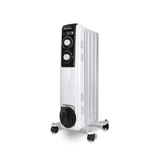 Orbegozo RF 1000 Radiador de aceite, 1000W de potencia, construcción modular de 5 elementos y diseño en color blanco, Negro