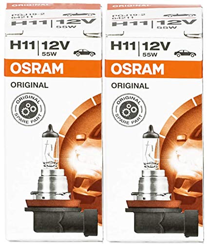 Osram 64211 X H11 55W / HIGH TECH - Bombilla halógena de larga duración para lámpara de coche, paquete de 2 unidades de filtros UV, marca OEM nuevo en embalaje original