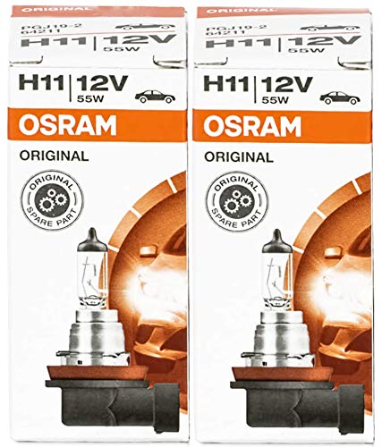 Osram 64211 X H11 55W / HIGH TECH - Bombilla halógena de larga duración para lámpara de coche, paquete de 2 unidades de filtros UV, marca OEM nuevo en embalaje original Osram 64211 X H11 55W / HIGH TECH - Bombilla halógena de larga duración para lámpara de coche, paquete de 2 unidades de filtros UV, marca OEM nuevo en embalaje original