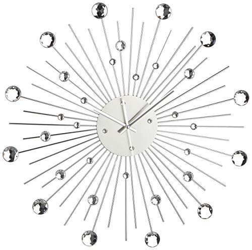 Out of the blue 79/3165 - Reloj de pared metálico diseño estrella de cristales, plata, plástico