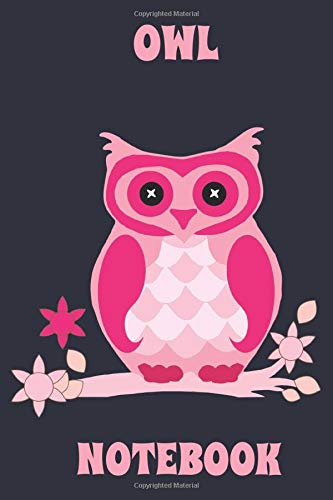 Owl Notebook - Navy Blue - Shades of Pink - College Ruled
