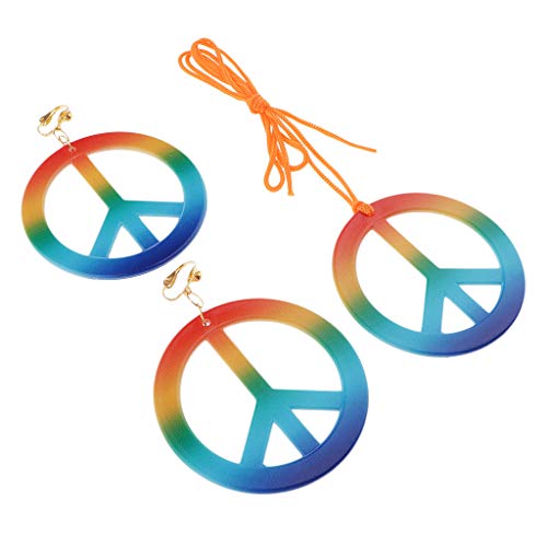 P Prettyia Pendientes Y Collar Antiguos de Signo de La Paz Conjunto de Joyas de 60 años 70 para Mujer Traje de Niña Hippie Look Regalo P Prettyia Pendientes Y Collar Antiguos de Signo de La Paz Conjunto de Joyas de 60 años 70 para Mujer Traje de Niña Hippie Look Regalo