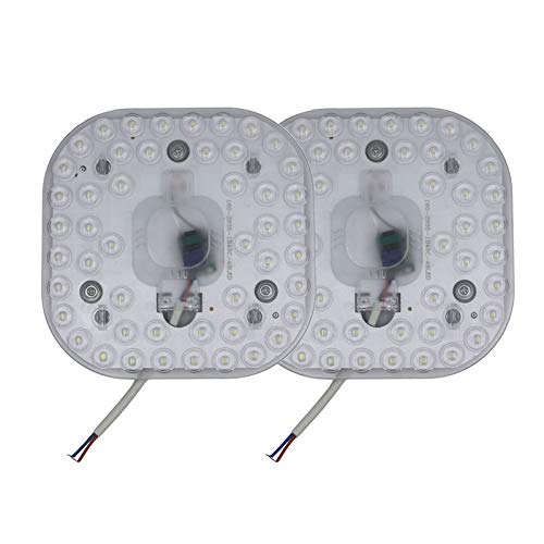 Pack de 2 módulos de reequipamiento LED con soporte magnético, 18 W, 6500 K blanco frío, 145 x 145 mm, 1700 lúmenes, CA 165 – 265 V, listo para conectar para lámpara de techo, no regulable