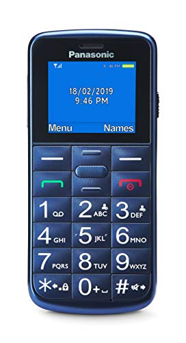 Panasonic KX-TU110EXC- Teléfono Móvil Para Personas Mayores (pantalla y teclas grandes, botón SOS, Resistente a Golpes, Linterna, Batería 22h)- Color Azul