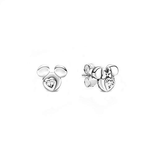 Pandora Disney Mickey Mouse & Minnie Mouse - Pendientes de plata de ley con una piedra de circonita, tamaño: 0,7 cm Pandora Disney Mickey Mouse & Minnie Mouse - Pendientes de plata de ley con una piedra de circonita, tamaño: 0,7 cm