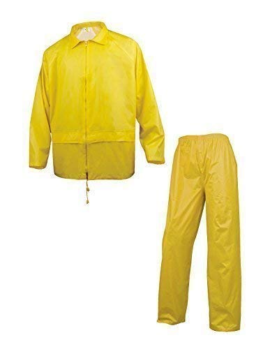 Panoplia Impermeable Lluvia Chaqueta y Pantalón Revestimiento PVC - Amarillo, Grande