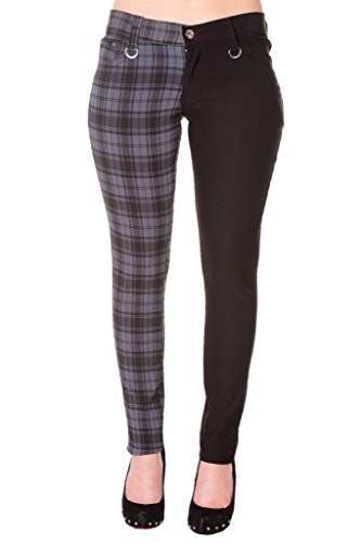 Pantalones Ajustados Gris Tartán a Cuadros Emo Punk de Banned para Mujeres de Piernas Separadas - (M / 30" / ES 40) Pantalones Ajustados Gris Tartán a Cuadros Emo Punk de Banned para Mujeres de Piernas Separadas - (M / 30" / ES 40)