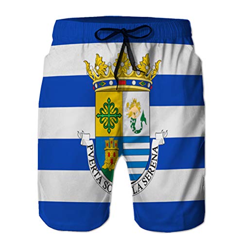Pantalones Cortos de Verano para Hombre Pantalones Cortos Casuales Bandera de Villanueva de la Serena en Extremadura de
