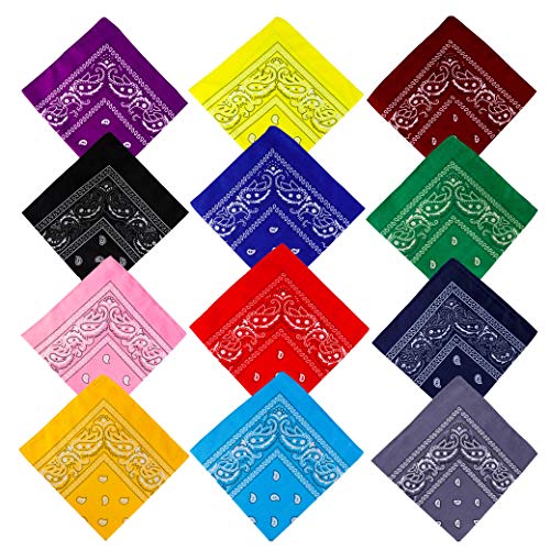 Pañuelos Bandanas de Modelo de Paisley para Cuello Cabeza Multicolor Múltiple para Mujer y Hombre, 12 Piezas Vaquero Diadema Estampado Corbatas Pañuelo Ciclismo, Square Handkerchiefs Pañuelos Bandanas de Modelo de Paisley para Cuello Cabeza Multicolor Múltiple para Mujer y Hombre, 12 Piezas Vaquero Diadema Estampado Corbatas Pañuelo Ciclismo, Square Handkerchiefs