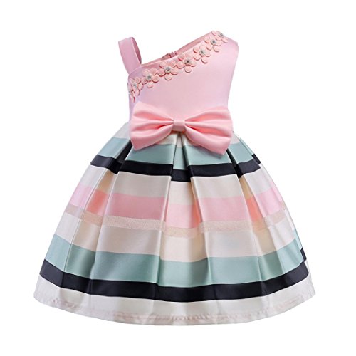 PAOLIAN Monos Ropa para bebé niñas Traje de Vestido Vestidos de Princesa Verano Impresion de Florales Pajarita Irregular Fiesta Boda Conjuntos para niñas de 9 Meses 3 años - 8 años (100, Rosa) PAOLIAN Monos Ropa para bebé niñas Traje de Vestido Vestidos de Princesa Verano Impresion de Florales Pajarita Irregular Fiesta Boda Conjuntos para niñas de 9 Meses 3 años - 8 años (100, Rosa)