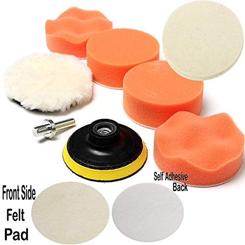 Paor 7PCS 3 pulgadas (75 mm) esponja y lana pulido kit de almohadilla de pulido conjunto con adaptador de taladro para coche pulido encerado esmalte de sellado