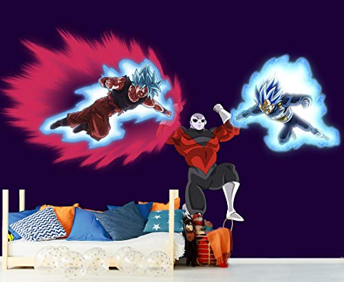 Papel Pintado de Pared Dragon Ball Super Goku y Vegeta vs Jiren Producto Oficial | 100x70 cm | Papel Pintado para Paredes | Producto Original |Decoración Hogar | DBS