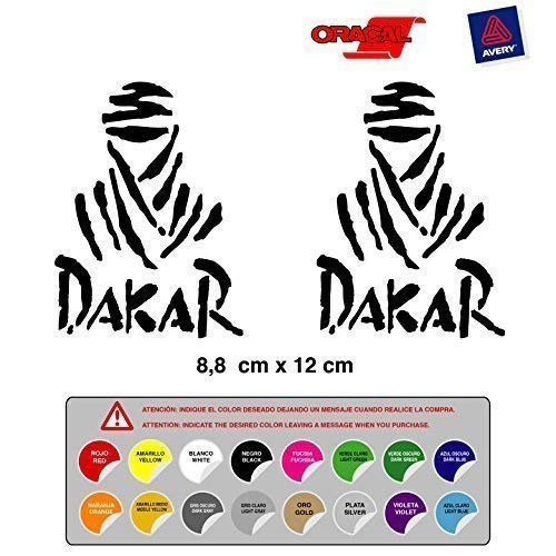 PEGATINA ADHESIVO RALLY DAKAR COCHE MOTO TROQUELADA ALTA CALIDAD 16 colores disponibles KIT 2 unidades