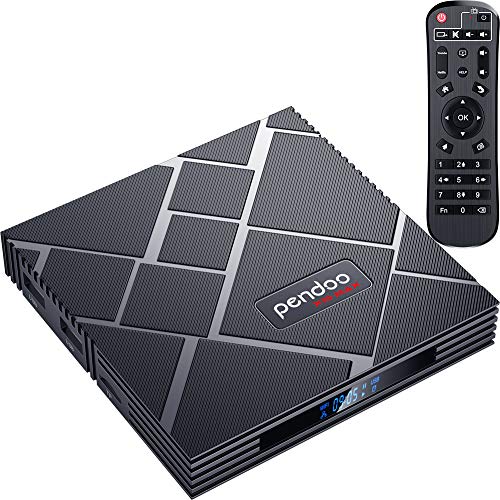 pendoo Android 9.0 TV Box 4GB RAM 64GB ROM, X10 MAX Android TV Box RK3318 Quad-Core 64Bits Dual WiFi 2.4G / 5G Bluetooth 3D 4K Ultra HD H.265 USB 3.0 Android Box