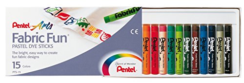 Pentel - Ceras Fabric Fun para uso textil, Caja de 15 colores surtidos, 1 - Pack