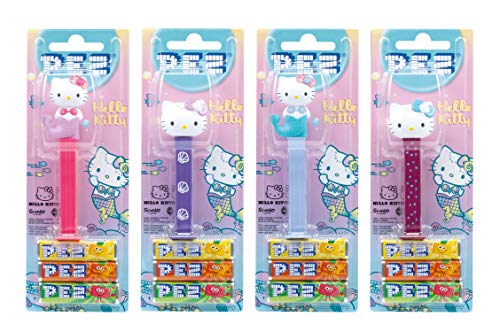 PEZ set de dispensadores Hello Kitty (4 dispensadores con 3 recargas de caramelos PEZ de 8,5g c/u) + 2 paquetes de recargas (8 recargas de caramelos PEZ de 8,5g c/u)