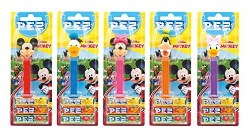 PEZ set de dispensadores Mickey Mouse (5 dispensadores con 3 recargas de caramelos PEZ de 8,5g c/u) + 1 paquete de recargas (8 recargas de caramelos PEZ de 8,5g c/u)