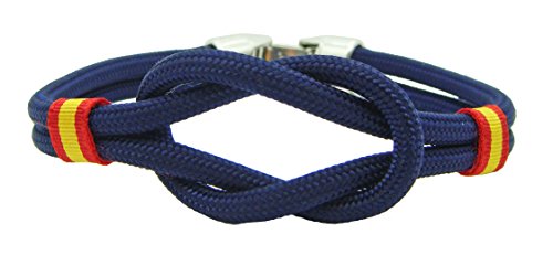 Pi2010 - Pulsera Nudo Marino Bandera de España / 19cm / Cinta Bandera de España en Laterales/Paracord/Recomendable medirse muñeca para calcular Talla