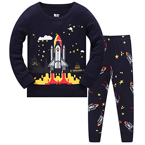 Pijama para Niños-Pijama Niño Invierno-Pijamas de Cohete Transbordador Espacial para Niños-Manga Larga Niño Ropa de algodón Traje Dos Set 2-8 Años