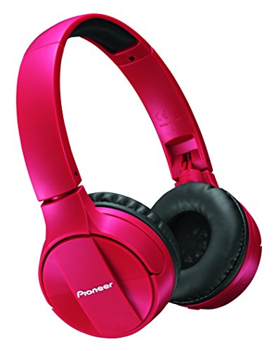 Pioneer SE-MJ553BT-R - Auriculares inalámbricos Bluetooth externos para smartphones Android, Windows y Apple, estéreo, con micrófono, 10 Hz a 22000 Hz, Rojo