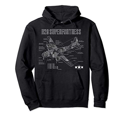 Plan de la Superfortaleza B29 de la Segunda Guerra Mundial Sudadera con Capucha Plan de la Superfortaleza B29 de la Segunda Guerra Mundial Sudadera con Capucha