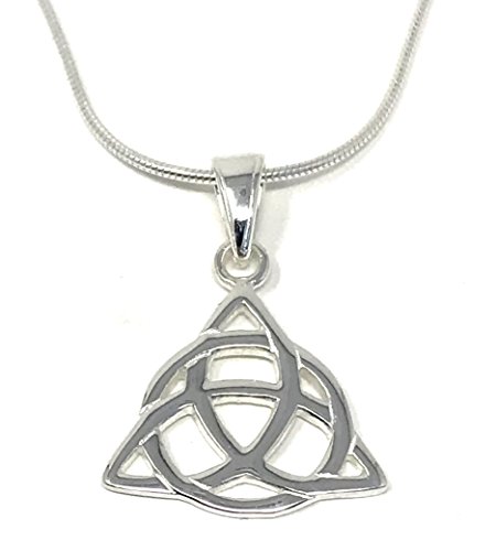 Plata de Ley Triqueta Triqueta Colgante con Cadena de Serpiente Plata de Ley Triqueta Triqueta Colgante con Cadena de Serpiente