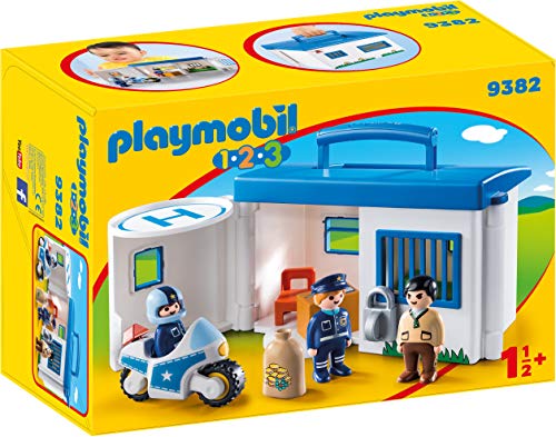 Playmobil- 1.2.3 Comisaría Policía Maletín Juego con Accesorios, Multicolor (9382)