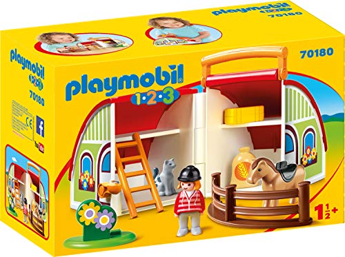 PLAYMOBIL - 1.2.3 Granja maletín Set Juguetes, Multicolor, 70180