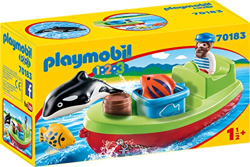 PLAYMOBIL 1.2.3 Pescador con bote, color carbón (70183) , color/modelo surtido