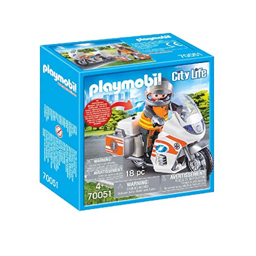 PLAYMOBIL - City Life - Moto de Emergencias Conjunto de Figuras, Multicolor (70051)