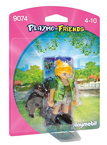 PLAYMOBIL- Cuidador de Zoológico con Baby Gorilla Playset de Figuras de Juguete, Multicolor, 12 x 3,5 x 16 cm (9074)