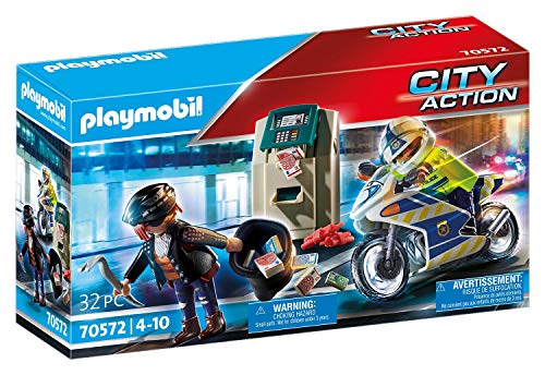 PLAYMOBIL Moto de Policía: persecución del ladrón de Dinero