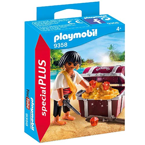 PLAYMOBIL- Pirata con Cofre del Tesoro Juguete, Multicolor (geobra Brandstätter 9358) PLAYMOBIL- Pirata con Cofre del Tesoro Juguete, Multicolor (geobra Brandstätter 9358)