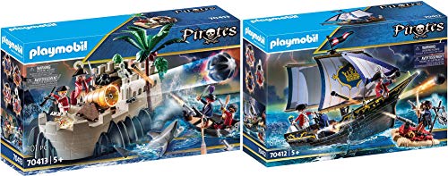 PLAYMOBIL® Pirates Set de 2 Juegos 70412 70413 Carabela + Bastión