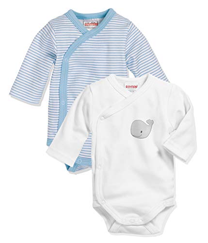 Playshoes Wickel-Body 1/1-Arm 2er Pack WAL Conjunto de ropa interior para bebés y niños pequeños, azul, 3 mes Unisex bebé