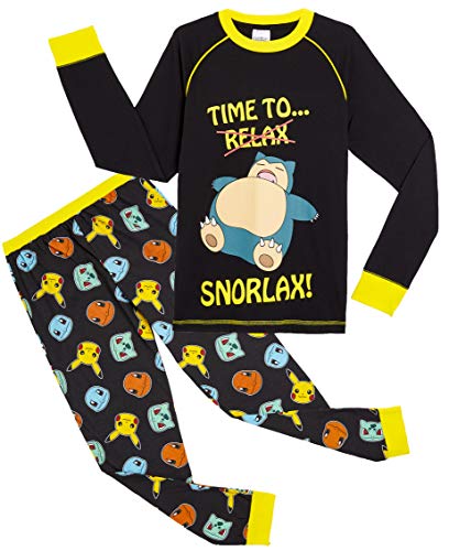 Pokèmon Pijama para Niños, Pijamas de Manga Larga De Pikachu con Camiseta Snorlax, Ropa de Dormir Niño, Pijama Infantil, Regalos Originales para Niños De 5-14 Años (13/14 años)