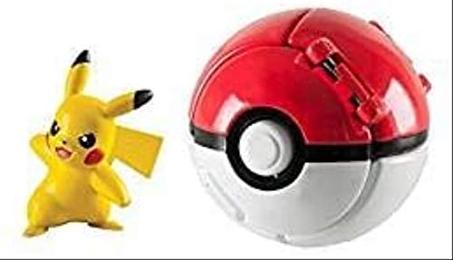 Pokemon Throw N Pop Great Ball With Pikachu Action Figure Toy Set (red Ball)