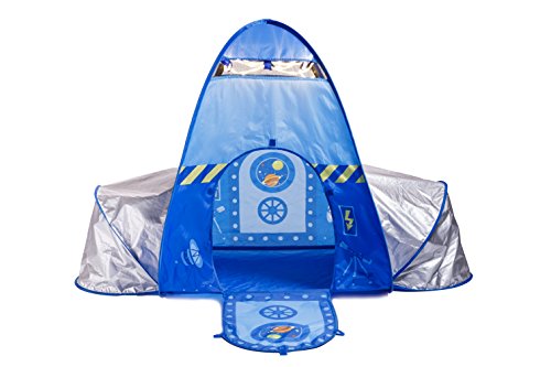 Pop It Up- Play Tent Rocket with LED Lights Tienda de Juegos, Color Azul (Fun2Give F2PT18103)