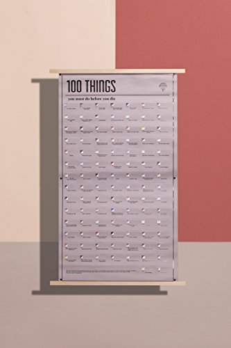 Póster con el texto en inglés "100 things you must do before you die" Blanco, 98 x 55 cm