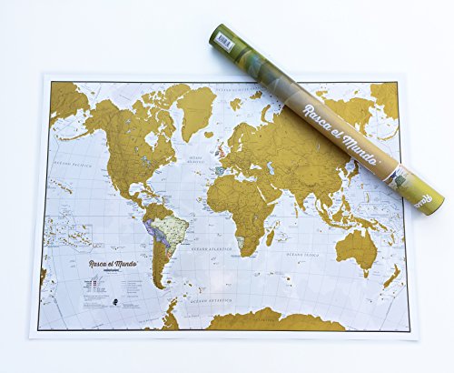 Póster del mapa mundi de rascar en Español con tubo de regalo - extragrande - 84 x 59 cm - Maps International - 50 años haciendo mapas - Detalles cartográficos con el país y los países limítrofes Póster del mapa mundi de rascar en Español con tubo de regalo - extragrande - 84 x 59 cm - Maps International - 50 años haciendo mapas - Detalles cartográficos con el país y los países limítrofes