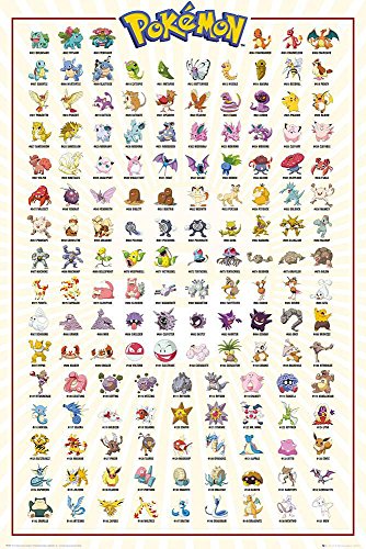 Póster Pokémon - Caractéres (61cm x 91,5cm) + embalaje para regalo