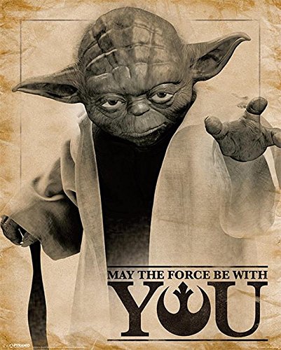 Póster Star Wars "Yoda - May the Force be with You/ Que la fuerza te acompañe" (40cm x 50cm) + 1 póster sorpresa de regalo