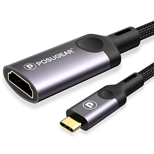 POSUGEAR Adaptador USB C a HDMI 4K@60Hz, Type C Thunderbolt 3 to HDMI 2.0, USB Tipo C a HDMI Compatible con MacBook Air 2018/2019, iMac 2017 21.5"/ 27", Samsung Galaxy S10 / S9 / S8 Más etc