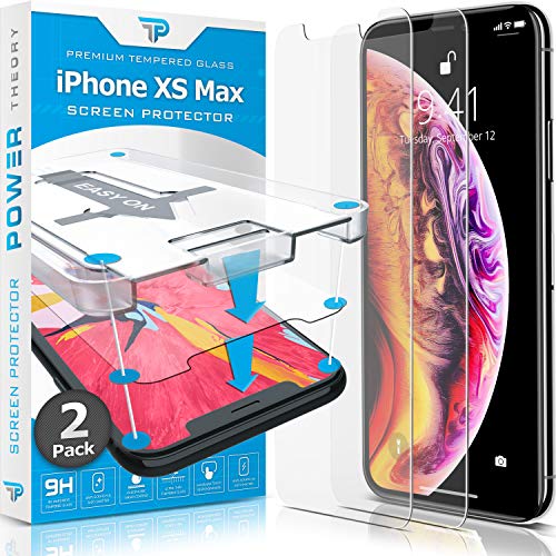 Power Theory Protector Pantalla Cristal Templado iPhone XS MAX - (2 Unidades) Vidrio Ultrafino (0.33mm), Ultraresistente (9H Dureza) con Kit de Instalación sin Burbujas