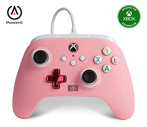 PowerA - Mando con cable mejorado PowerA para Xbox: en rosa, mando, mando para videojuegos con cable, mando de juego, Xbox Series X|S (Xbox Series X)